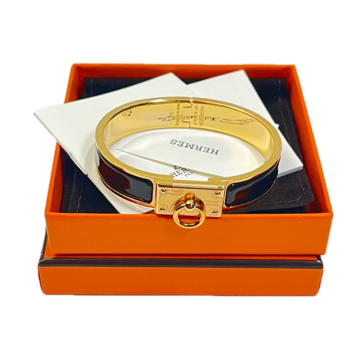 HERMES クリックH バングルGP エナメルゴールド/レッド エルメス クリック アノー バングル GP ゴールド ブレスレット
