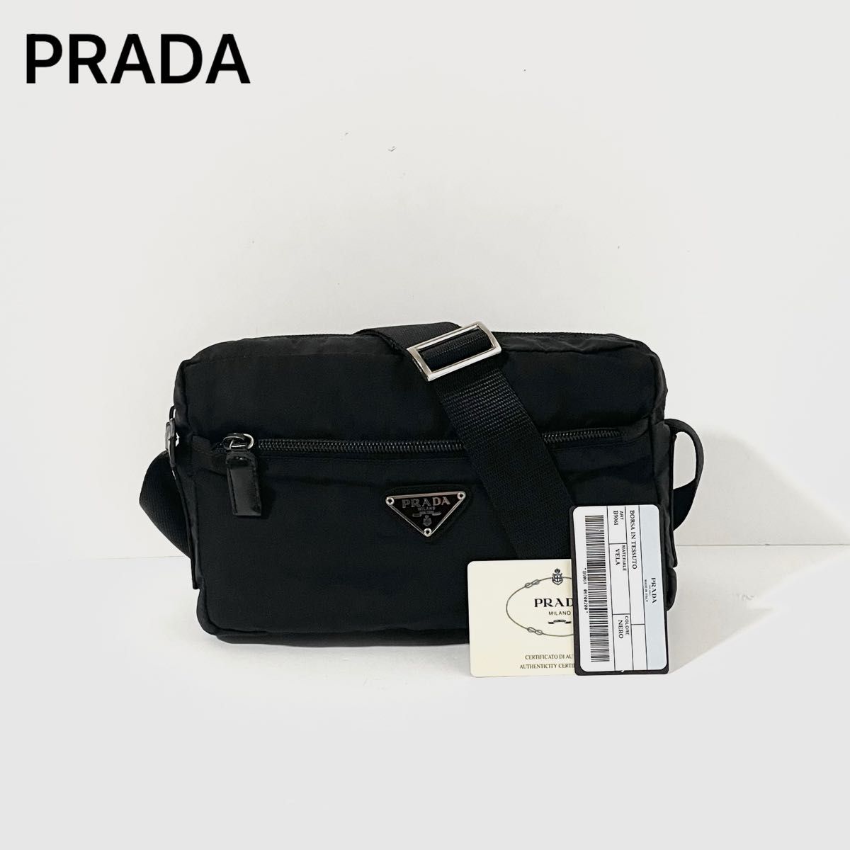 Prada 極美品 黒 ショルダーバッグ レザー カメラバッグ プラダ 美品】PRADA プラダ ショルダーバッグ カメラバッグ ナイロン