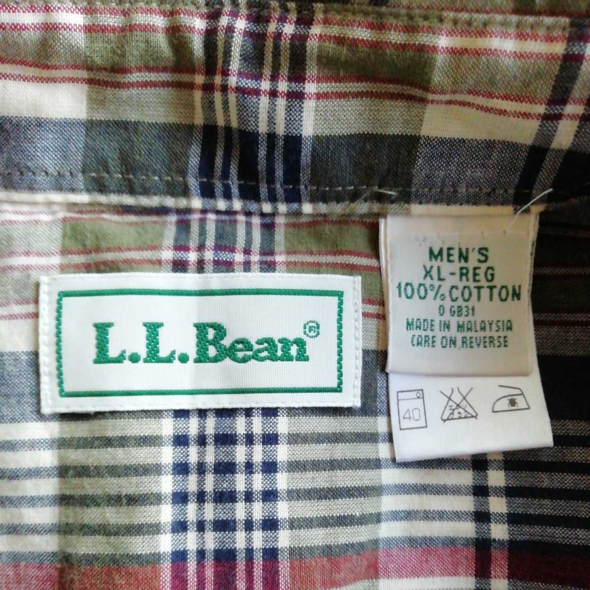 L.L.Bean 半袖チェックシャツ XL 