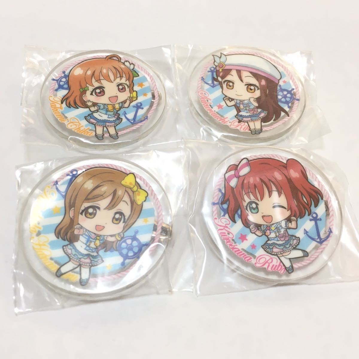 新品 ラブライブ！サンシャイン!! かぷりるずバッジ アクリルバッジ 4個セット 国木田花丸 黒澤ルビィ 桜内梨子 高海千歌_画像1