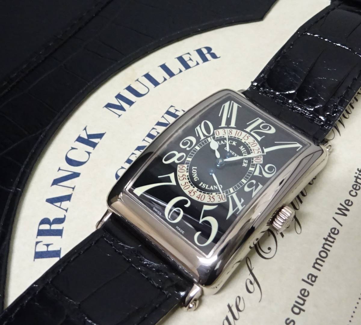 金無垢 FRANCK MULLER フランクミュラー ロングアイランド ビーレトロ 1100DSR 黒 メンズ 自動巻 国際保証書あり 純正内外箱あり 本物_画像1