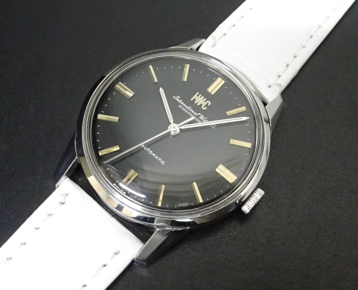 ミラーダイアル 希少 アンティーク IWC 黒文字盤 Cal.854B 自動巻 メンズサイズ 本物_画像1