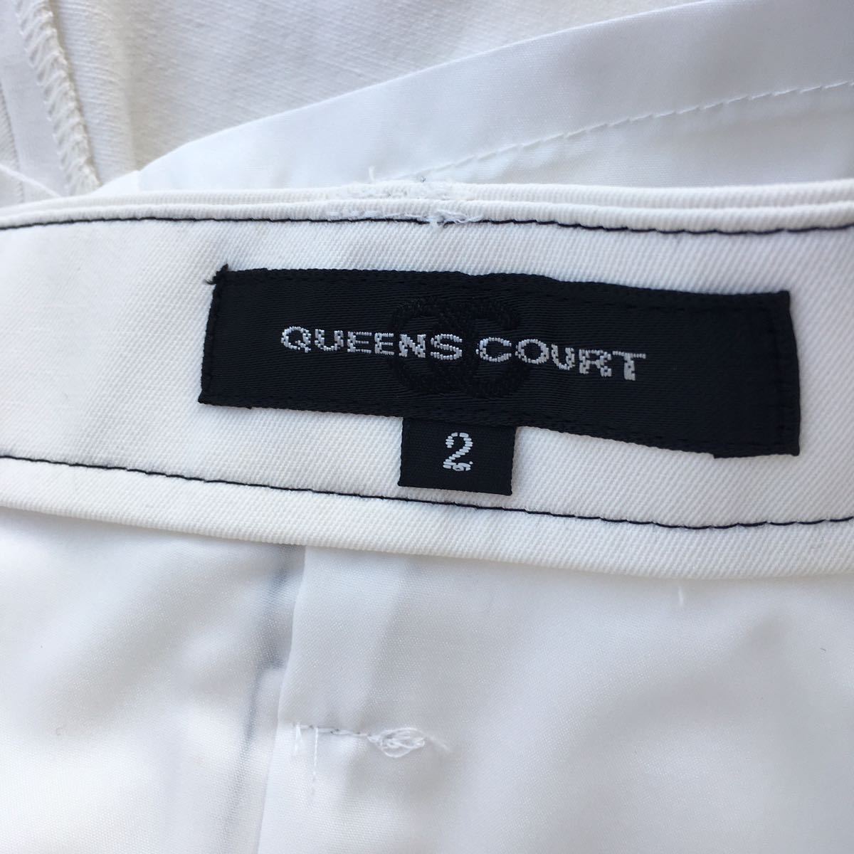  new goods tag not yet arrived QUEENS COURT Queens Court color scheme stitch to wrench skirt 2018AW size 2 off white regular price,18.000+ tax 