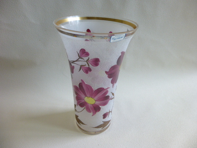 ボヘミアングラスの花瓶　コスモス　クリスタルガラス_画像1