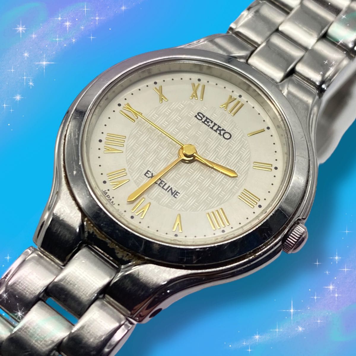 美品 SEIKO エクセリーヌ 腕時計 SS/18KT クオーツ 美品 稼働品 セイコー エクセリーヌ レディース腕時計 ローマン