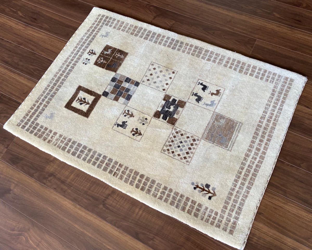超激得豊富な インドギャッベ ハンドノット 131×93cm aiCvc