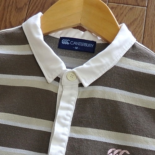  prompt decision * canterbury * Polo / Rugger shirt M beige brown group beautiful goods! lady's short sleeves *