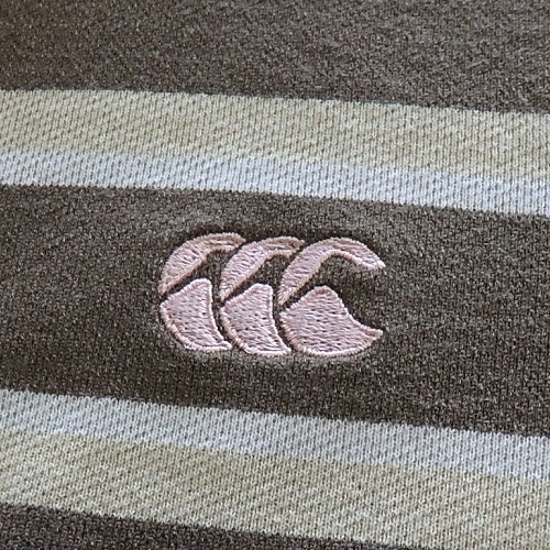  prompt decision * canterbury * Polo / Rugger shirt M beige brown group beautiful goods! lady's short sleeves *