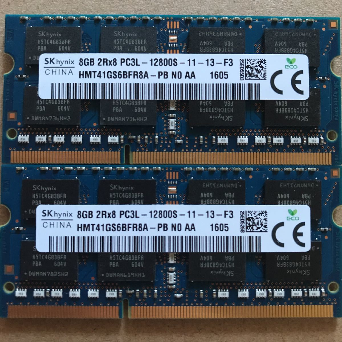 SK hynix PC3L-12800Sノート用メモリ 8Gx2