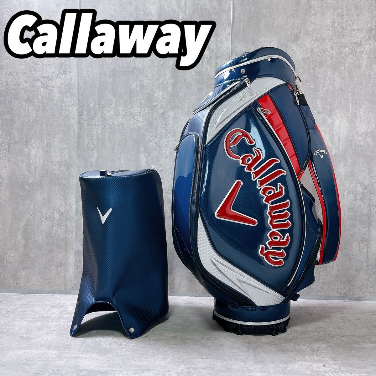 Callaway キャロウェイ エナメルキャディバッグ9型 ネイビー Callaway キャロウェイ キャディバッグ ゴルフバッグ エナメル