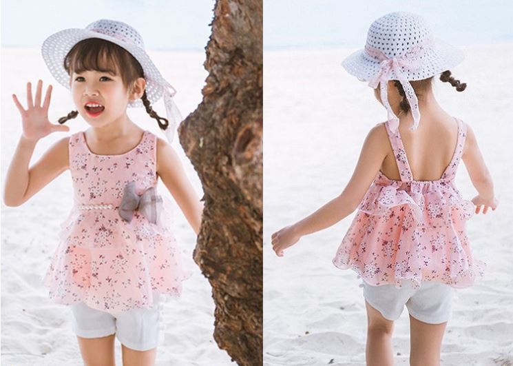  new goods 2 point set tunic pink 90cm tops + trousers child clothes baby clothes girl spring summer cheap immediate payment 
