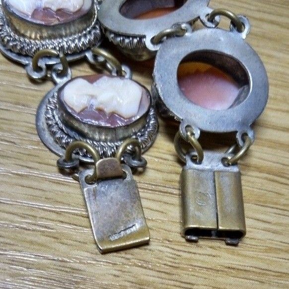 シェルカメオブレスレット　アンティーク シェルカメオ ブレスレット ピンク ヴィンテージ アンティーク