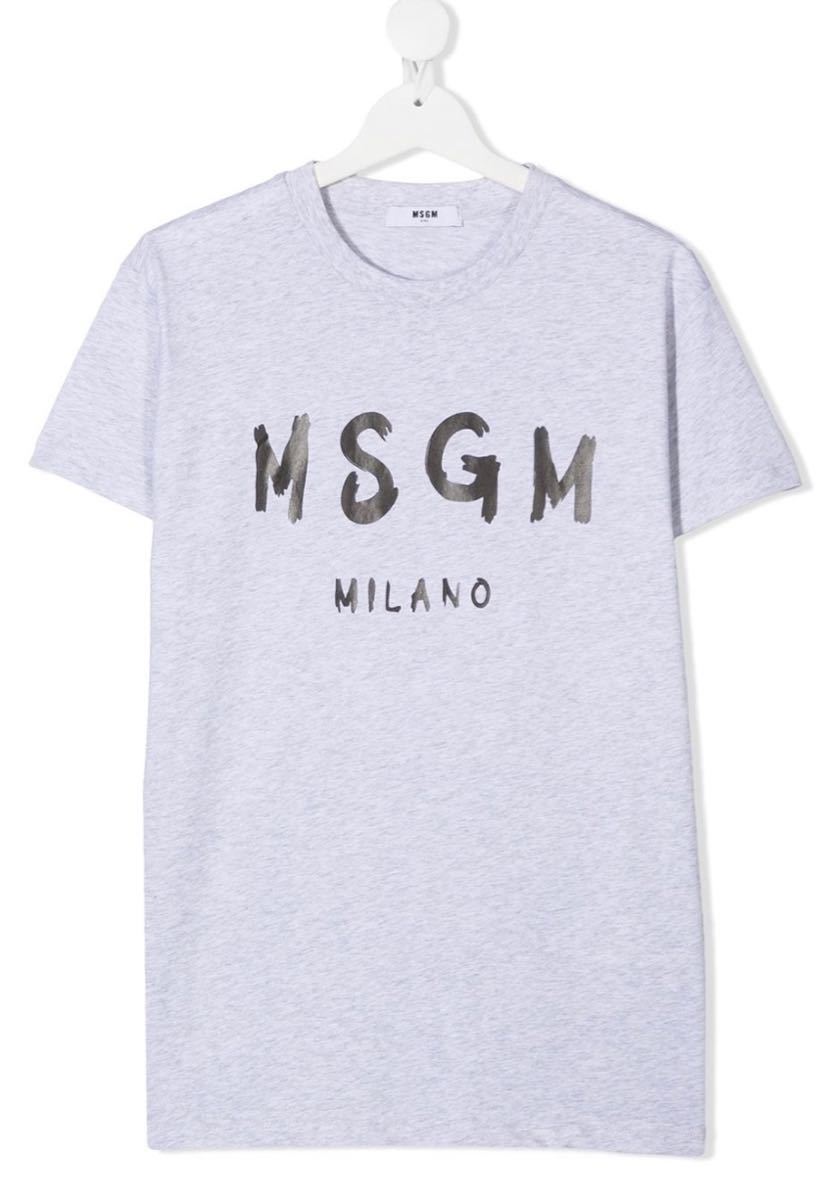 【定番】MSGM ロゴTシャツ　ライトグレー　14y