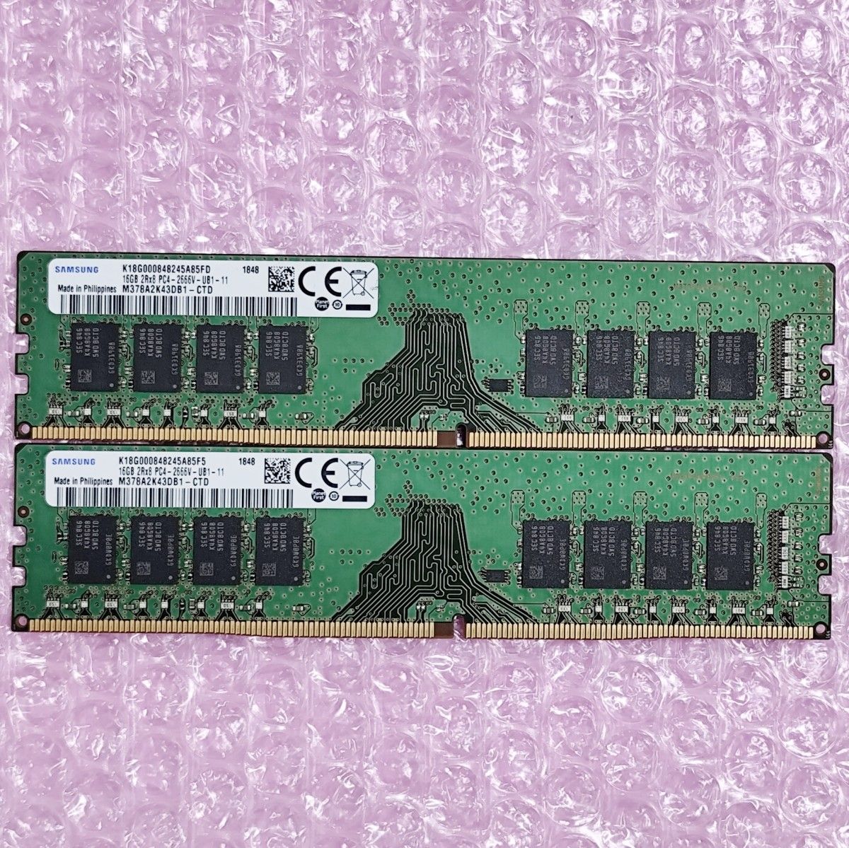 メモリ 16GB×2枚=32GB DDR4-2666 動作保証 SAMSUNG 動作確認済み】SAMSUNG DDR4-2666 16GB 2枚 (計32GB) / PC4