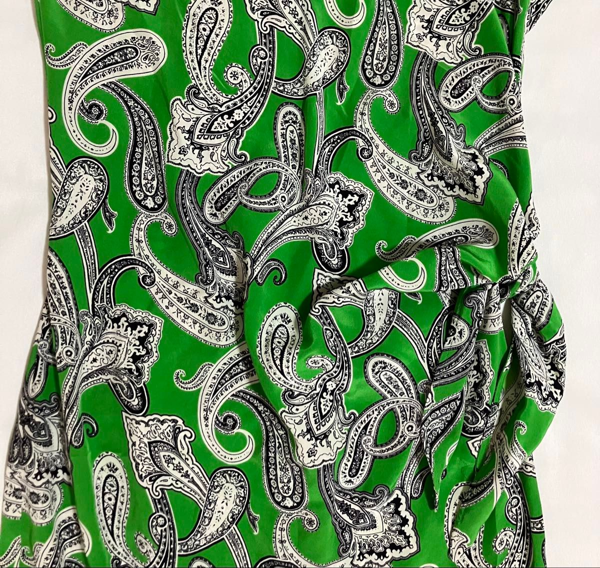 ETRO ペイズリー チュニックドレス グリーン 美品 42 ETRO エトロ シルク100% ペイズリー ドレス ワンピース