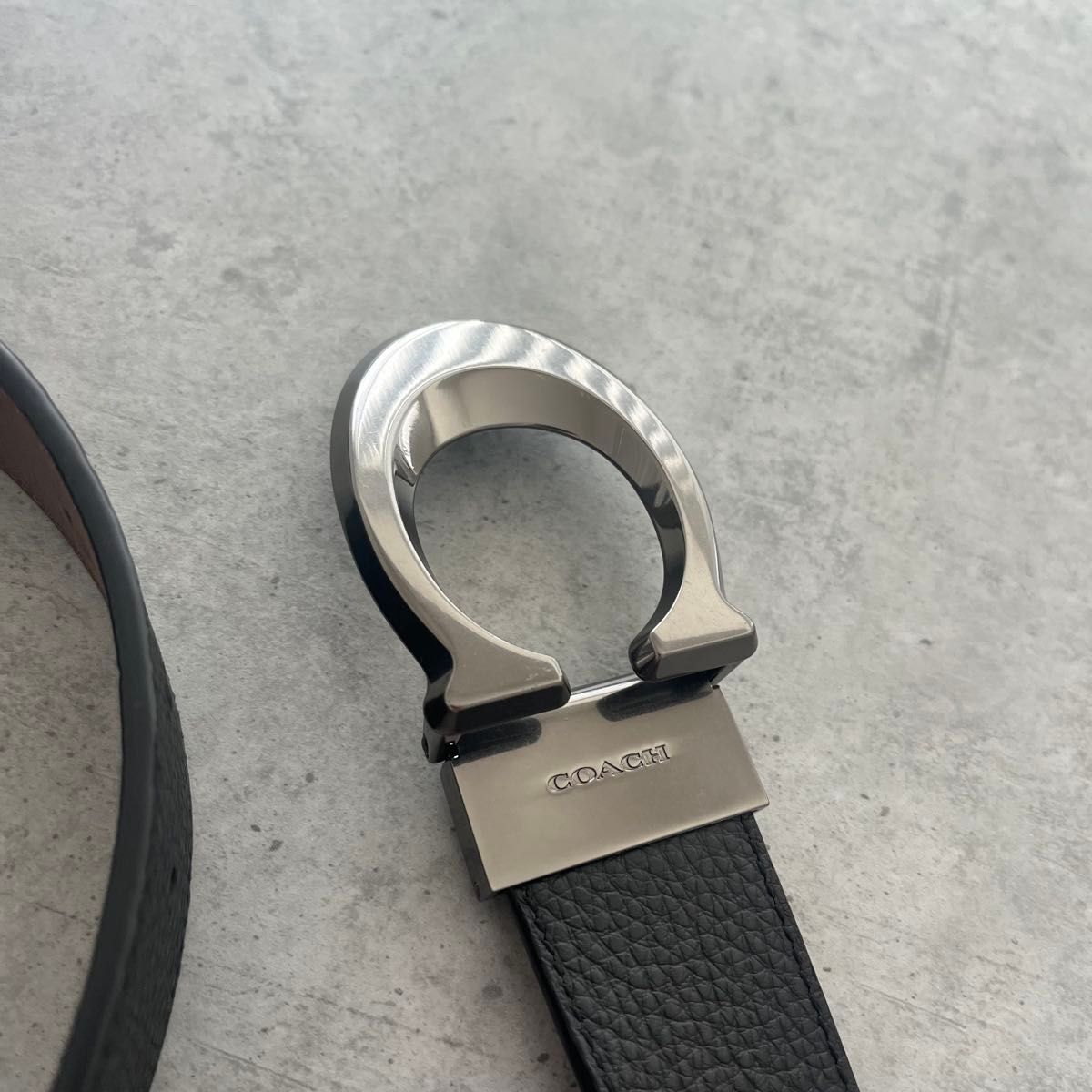 COACH 黒 レザー ベルト 未使用 コーチ ベルト メンズ COACH ブラック×ブラウン 黒 レザー 革