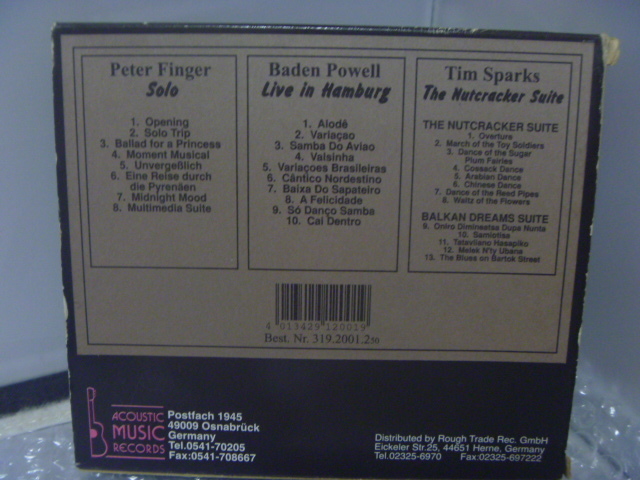 CD3枚組 Acoustic Guitar Peter Finger Solo,Baden Powell Live,Tim Sparks 輸入盤_画像2