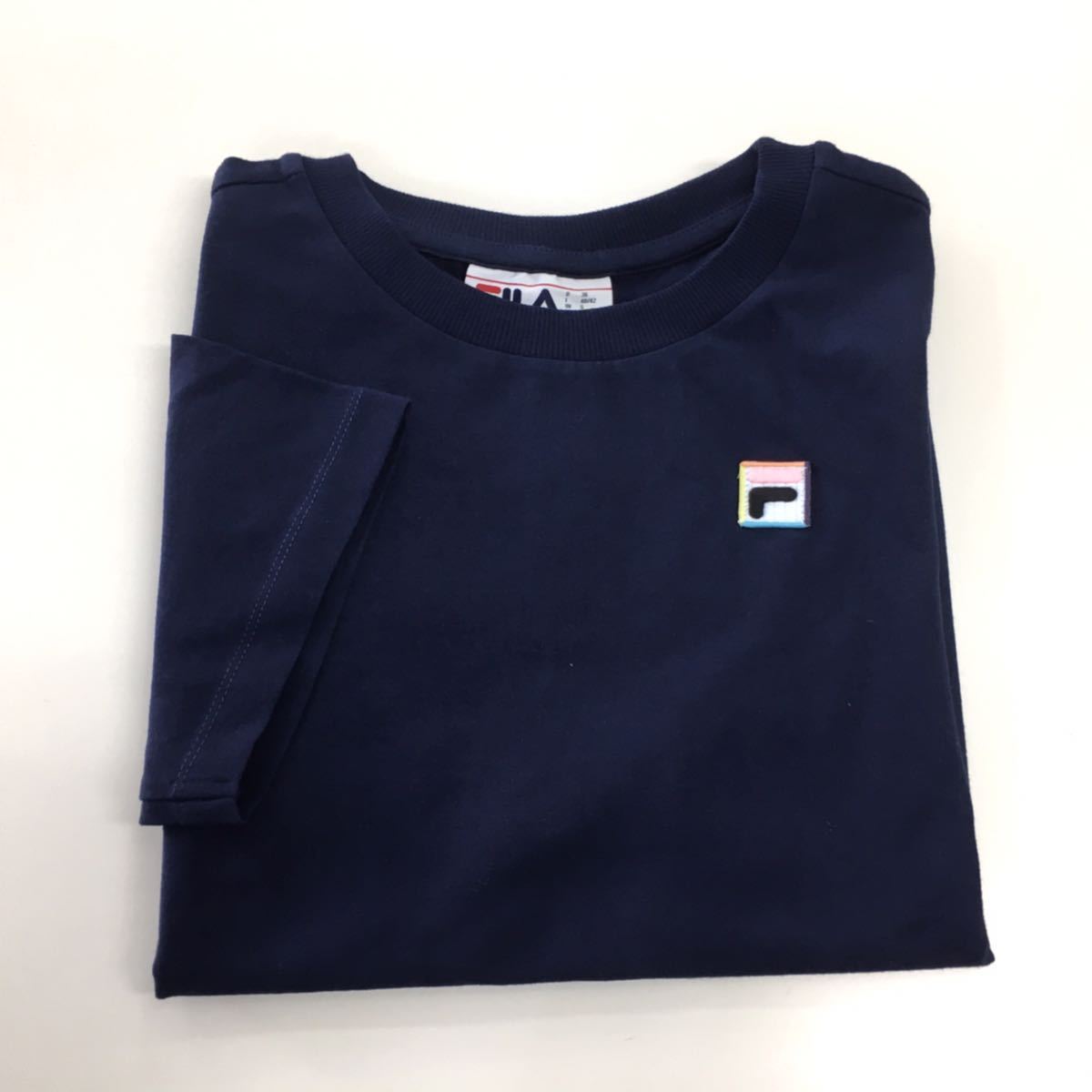 新品■FILA フィラ レディース 半袖カットソー Tシャツ S ネイビー ロゴTシャツ_画像1