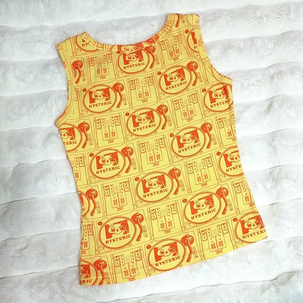 Hysteric Glamour ノースリーブニット イエロー ヒステリックグラマー ターンテーブル総柄ノースリーブ