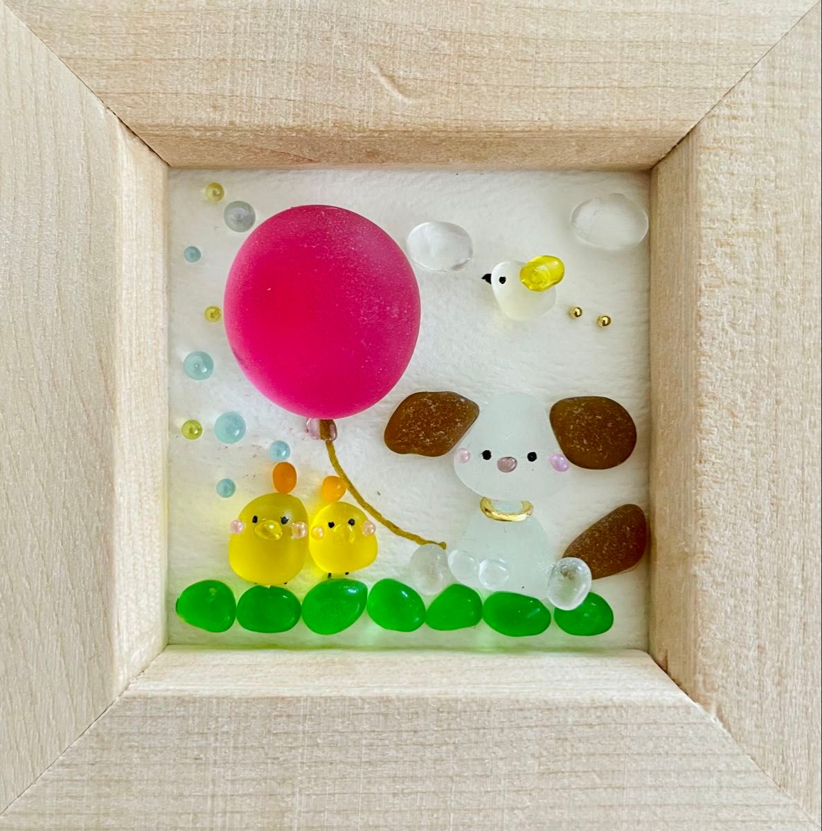 シーグラスアート ぷう子様♡リクエスト シーグラスアート ふうせんかわいいワン|Yahoo!フリマ(旧
