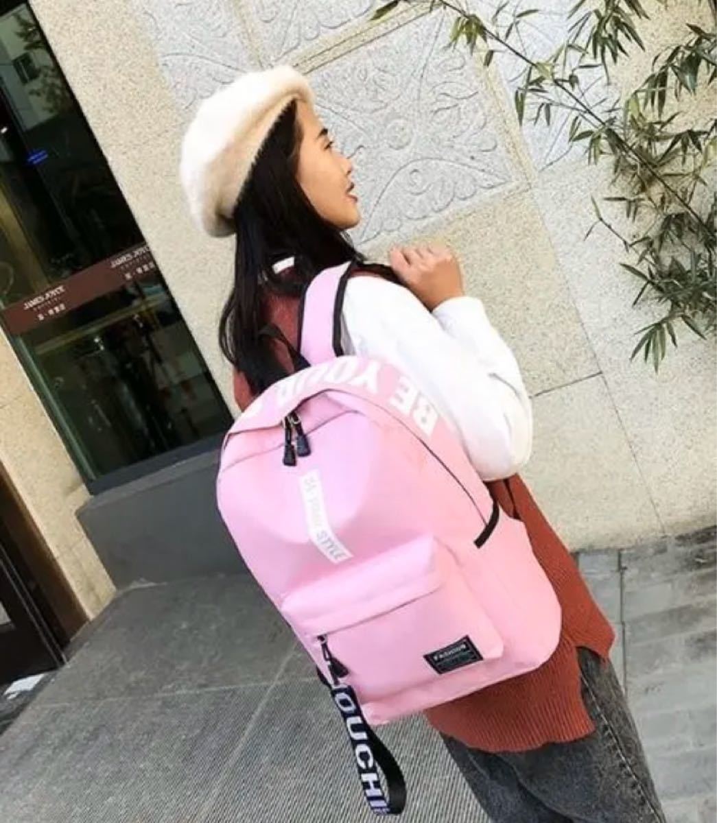 韓国風 schoolbags キャンパス リュック ピンク