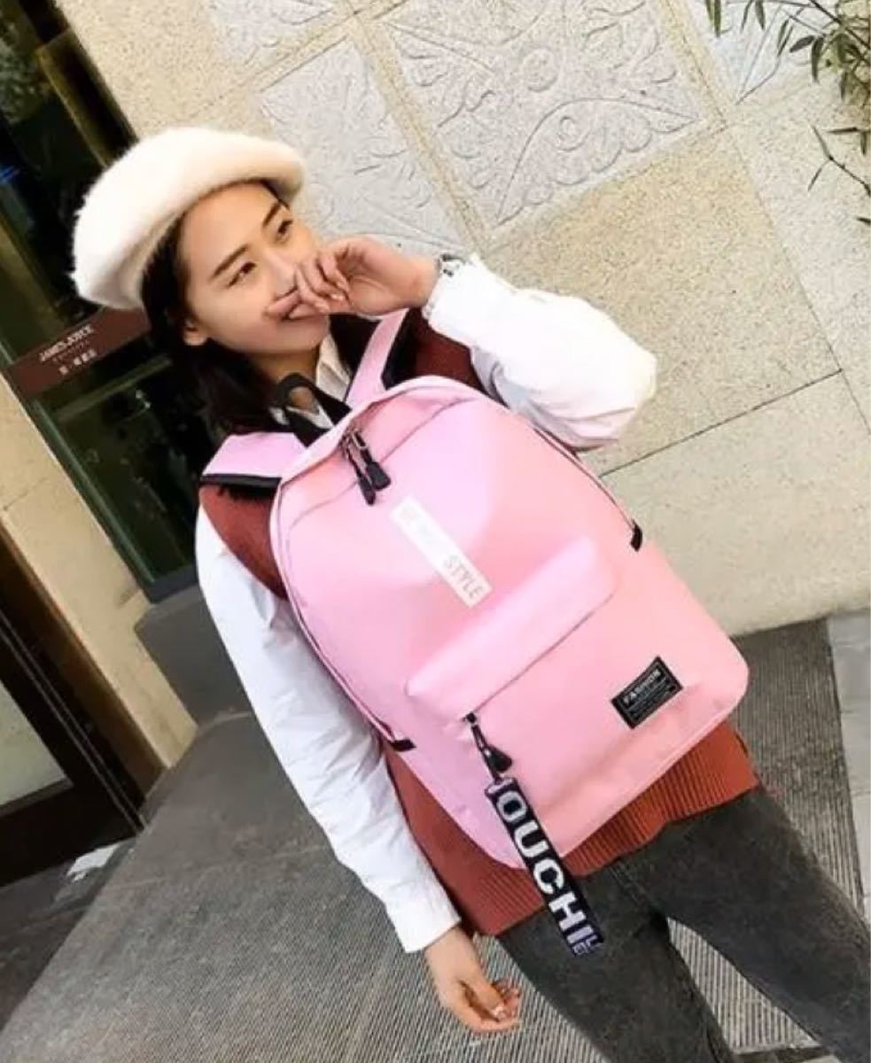 韓国風 schoolbags キャンパス リュック ピンク