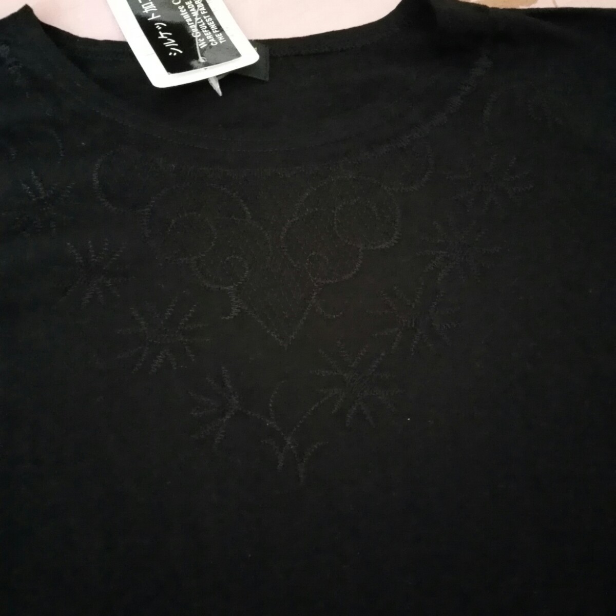 天然綿糸 シルケット加工　Tシャツ 黒　M　