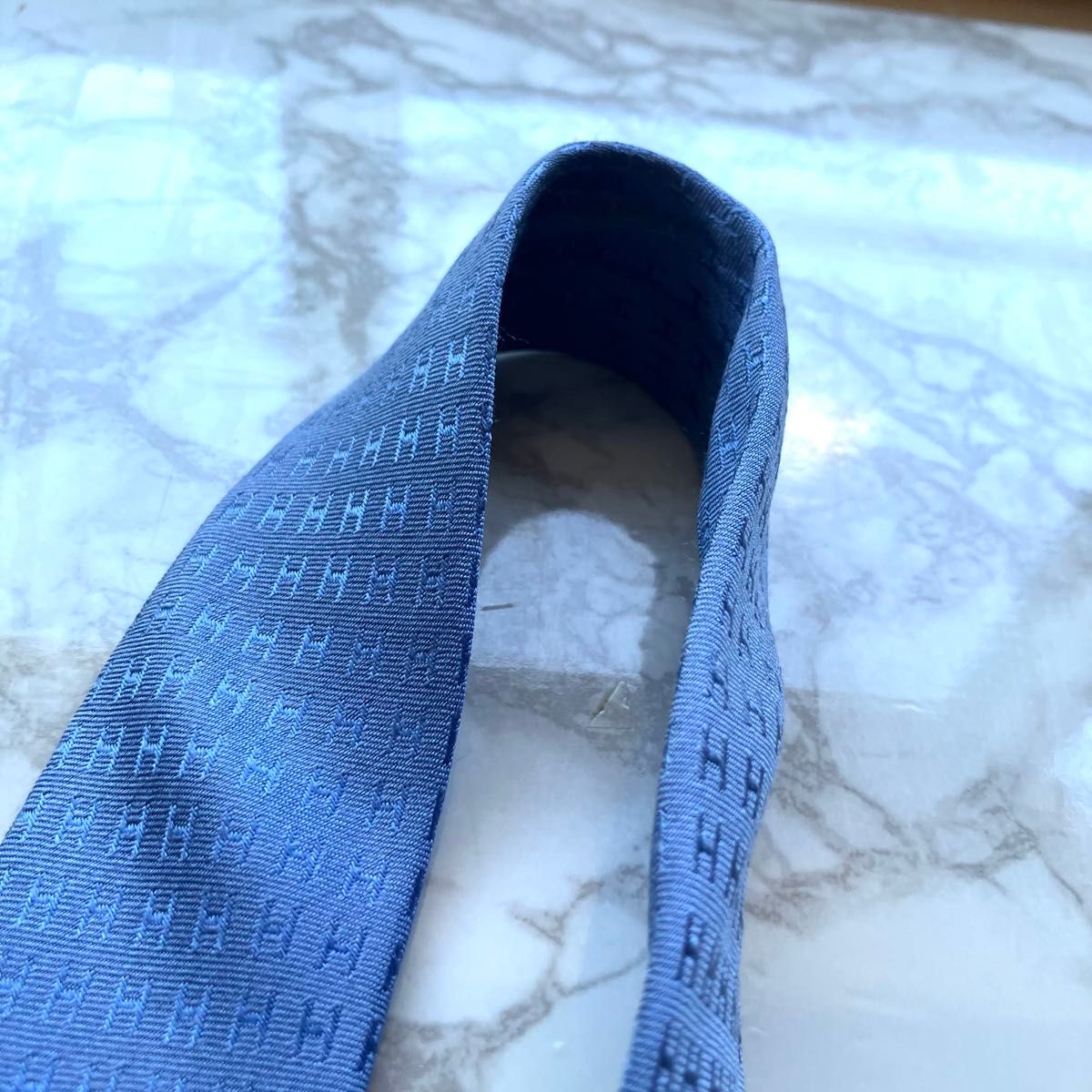 HERMES ネクタイ ブルー H柄 ファソネ 総柄 正規品 大人気】定価30 800円 hermes エルメス ネクタイ
