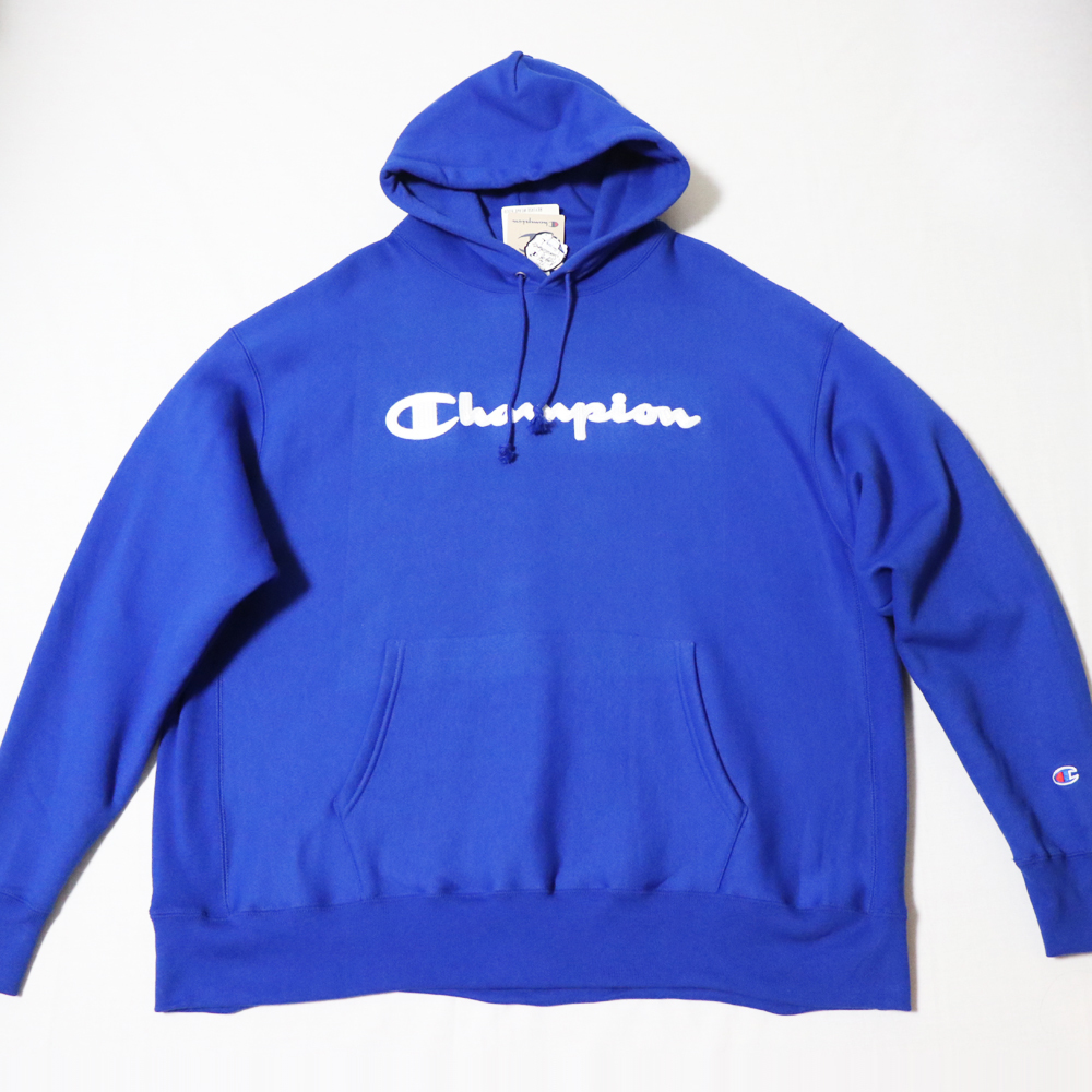 新品アメリカ購入 Champion チャンピオン リバースウィーブ 筆記体ロゴ パーカー 青3XL_画像5