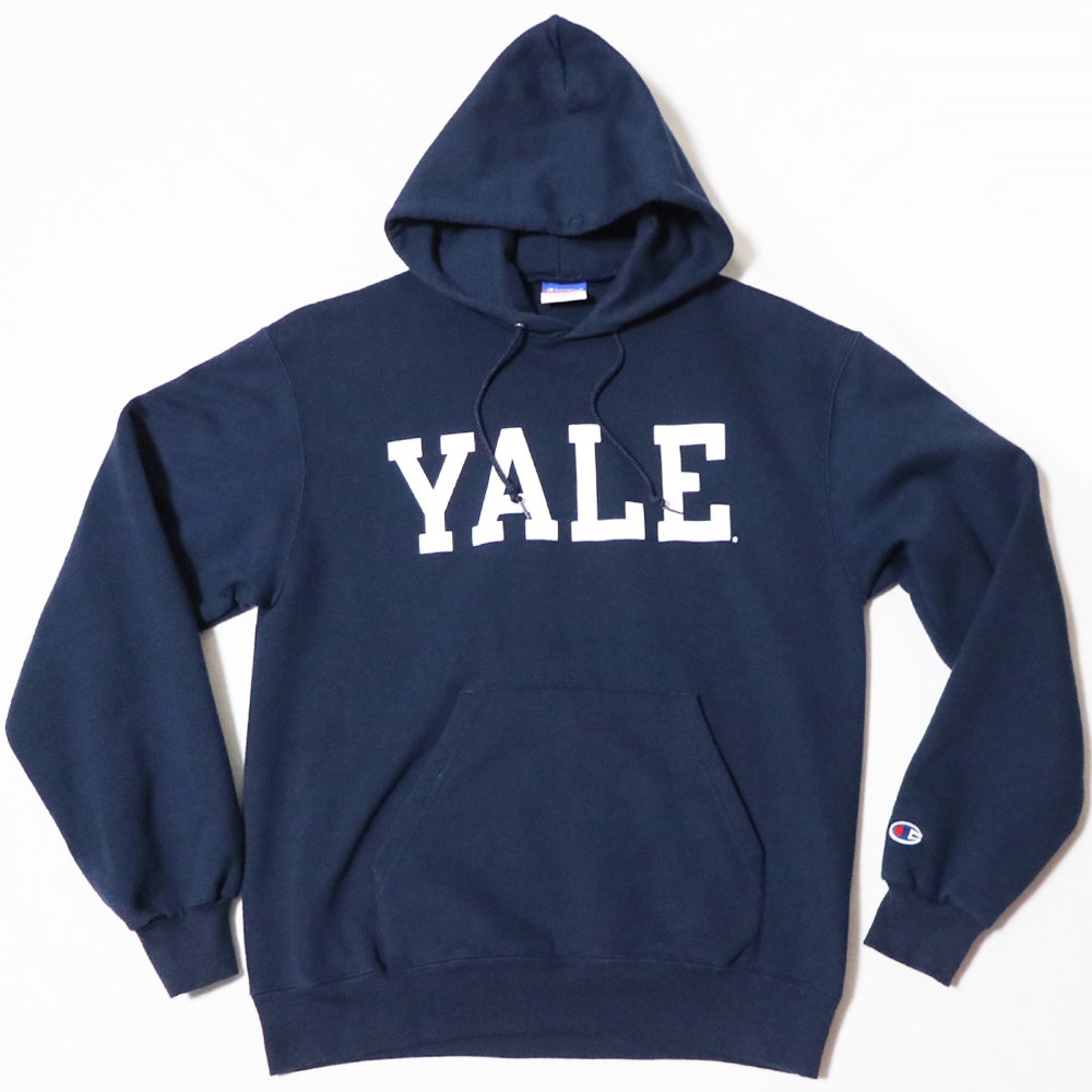 USED品アメリカ購入 ビンテージ Champion チャンピオン YALE イエール大学 ロゴ パーカー 紺M_画像5