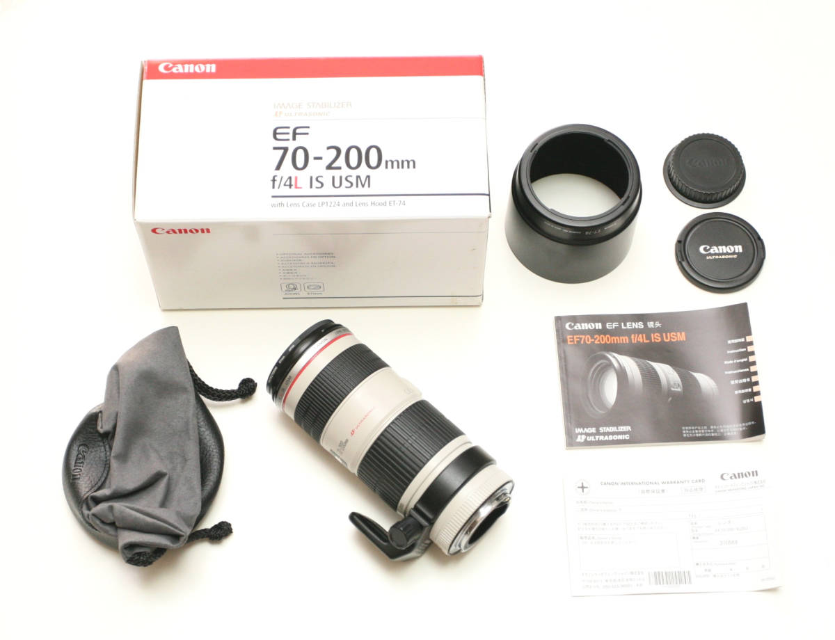 新同品/キャノン/CANON/EF70-200mm/F4L IS/USM/ケンコーPro1Dフィルター付き・保証書（店印なし）・取説付き・ケース・三脚座付き_画像1