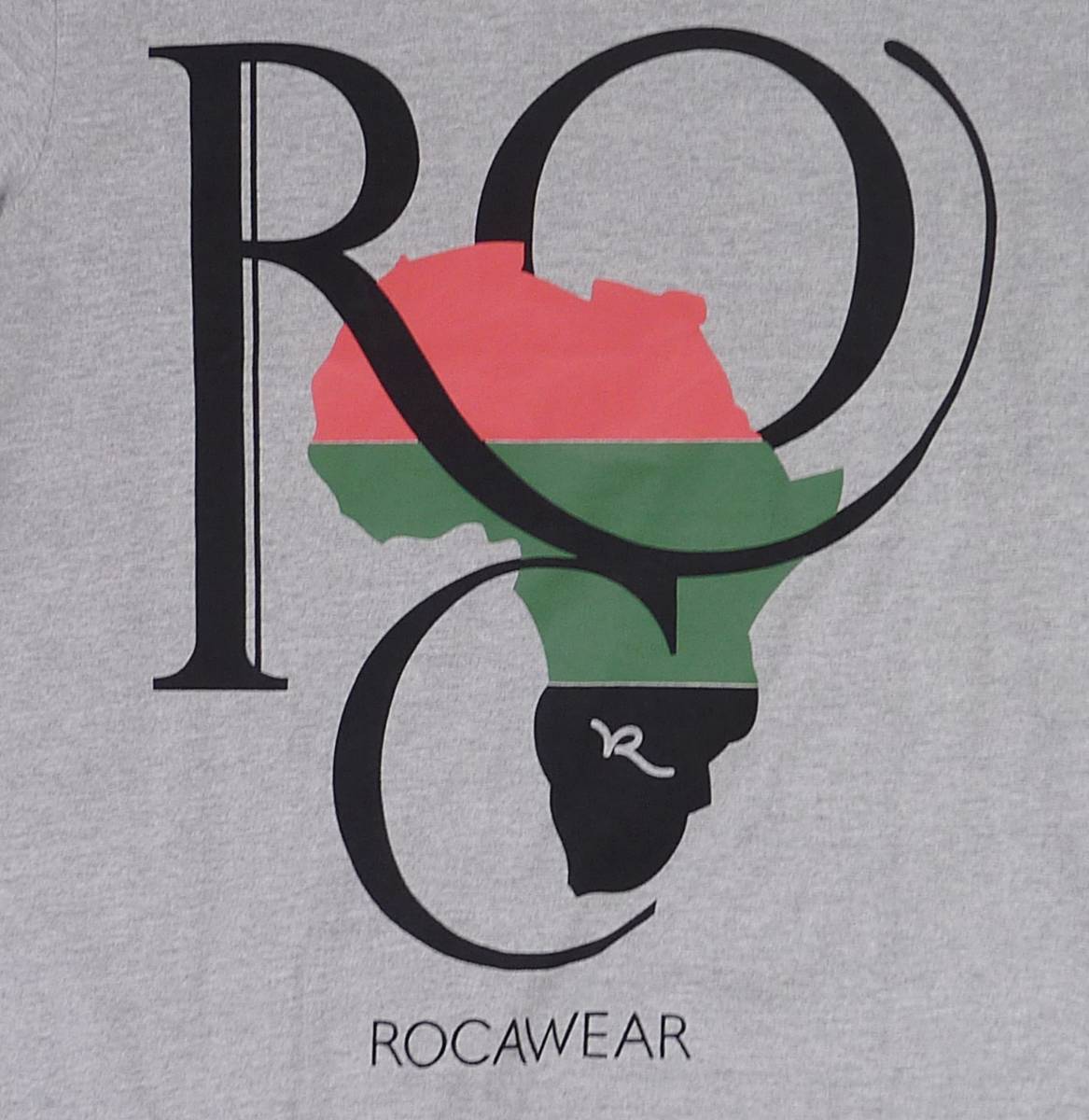 ROCA WEAR ロカウェア アフリカ ロゴ プリント クルーネック 半袖 Tシャツ グレー (XL) [並行輸入品]