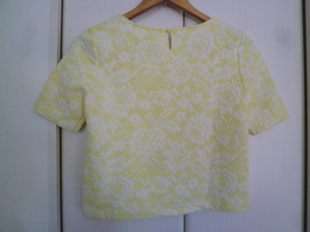 ANAI/ Anayi 0 yellow color total race pushed . type design knitted cut and sewn 38/ short sleeves tops yellow 0T83