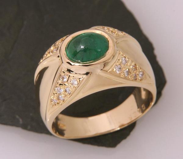 { pawnshop exhibition }k18* large ... emerald 1.48ct+ diamond ring *C-1343