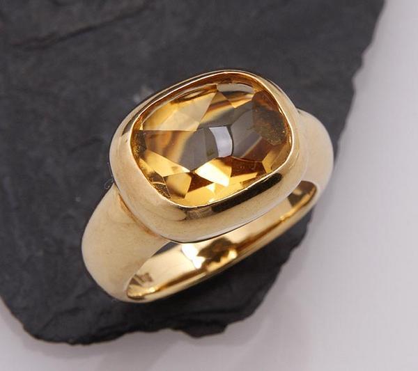 { pawnshop exhibition } Star Jewelry *k18 citrine ring *C-1771