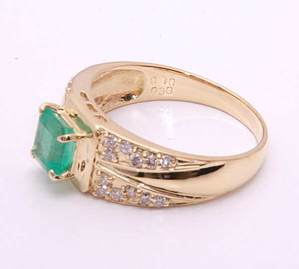 { pawnshop exhibition }k18* natural emerald 0.7ct+ diamond te The Yinling g*C-4603