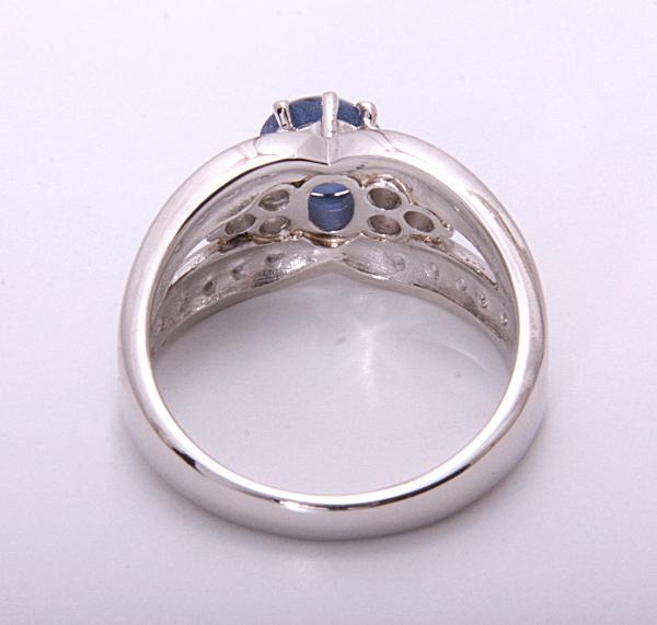 《質屋出品》Pt900★天然スターサファイア1.26ct+ダイアモンドデザインリング★C-4385_画像3