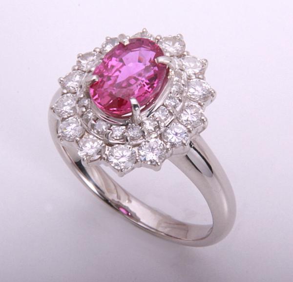 税込) 《質屋出品》Pt900☆天然ルビー2.00ct+ダイアモンドリング☆C