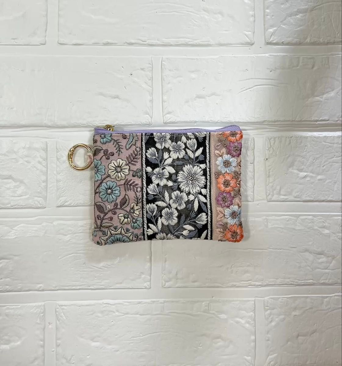 new ⑥ インド刺繍リボン ミニポーチ コインポーチ 小物入れ 小銭入れ ハンドメイド 大人可愛い