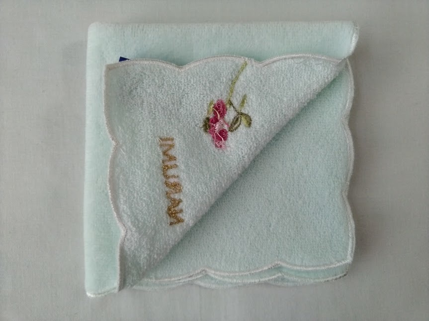 NARUMI タオルハンカチ 水色 dyh-5115 花刺繍