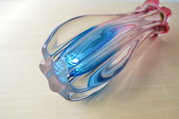 Kodama GLASS コダマ ガラス 花瓶 ベース ピンク ブルー_画像3