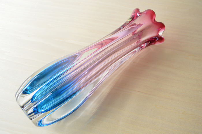 Kodama GLASS コダマ ガラス 花瓶 ベース ピンク ブルー_画像4