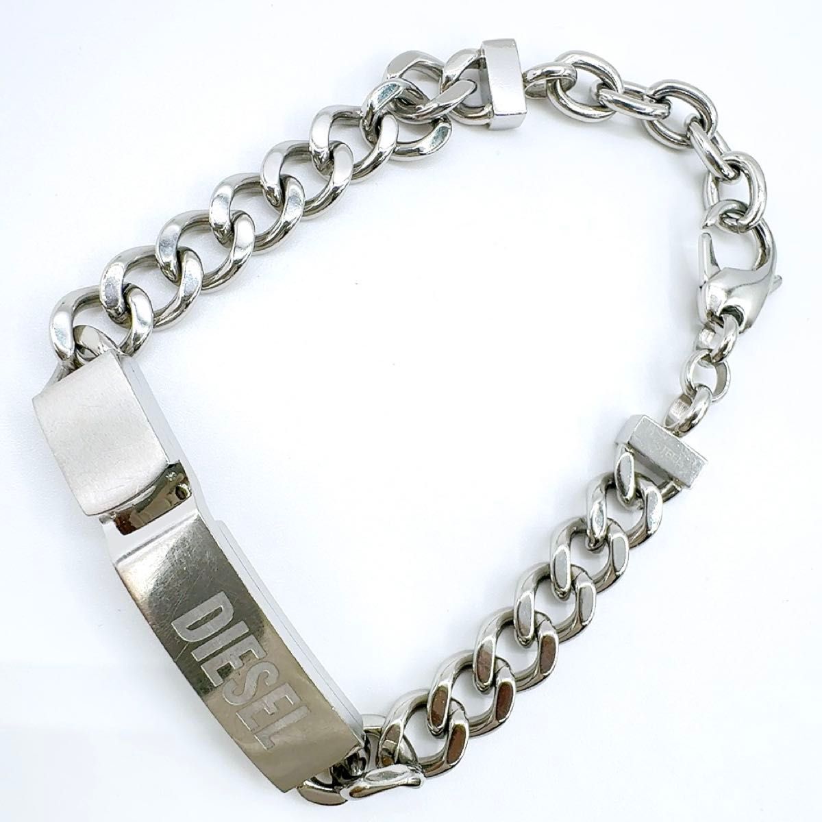 【美品】DIESEL・ディーゼル・バングル・ブレスレット・スチール 美品】DIESEL ディーゼル ブレスレット バングル 22cm 喜平