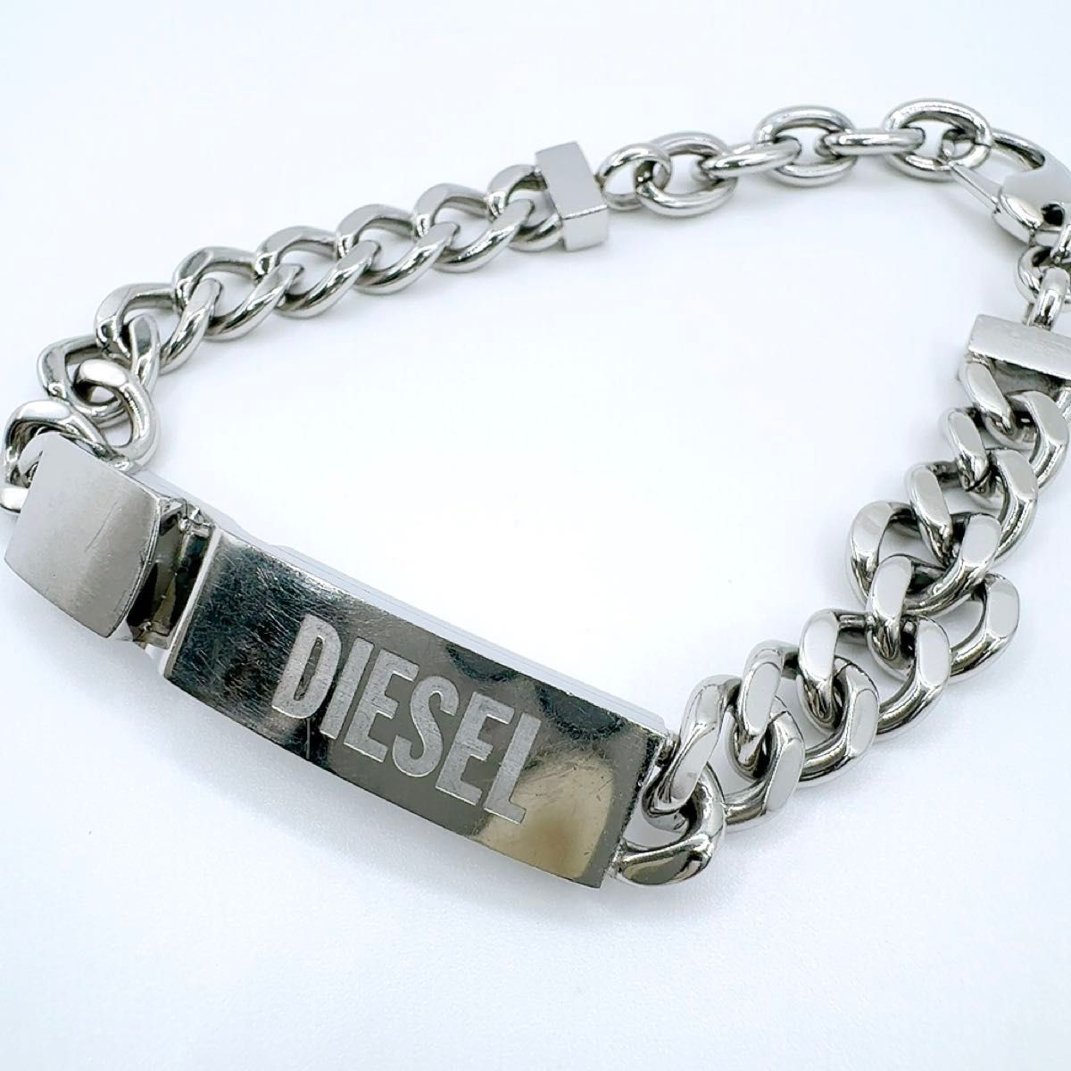 【美品】DIESEL・ディーゼル・バングル・ブレスレット・スチール 美品】DIESEL ディーゼル ブレスレット バングル 22cm 喜平