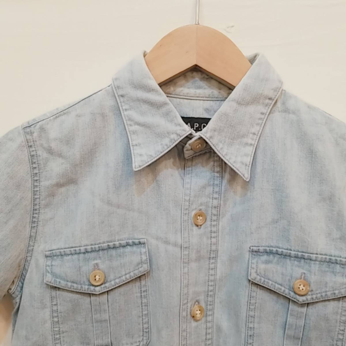 アーペーセー A.P.C. 半袖 デニム シャツ 日本製 インディゴ サイズ36 02G2603_画像2