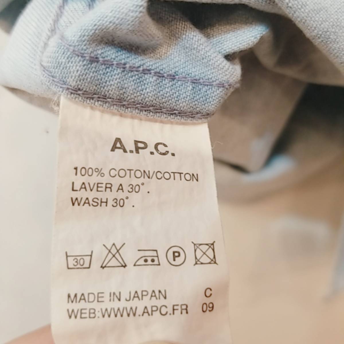 アーペーセー A.P.C. 半袖 デニム シャツ 日本製 インディゴ サイズ36 02G2603_画像4