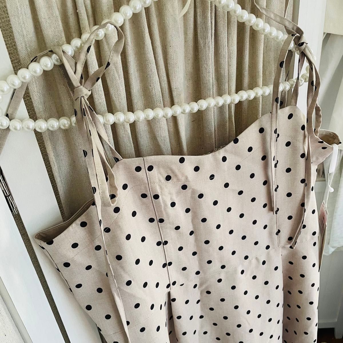 辻希美アンジュシャルム ドット柄キャミソールワンピース L