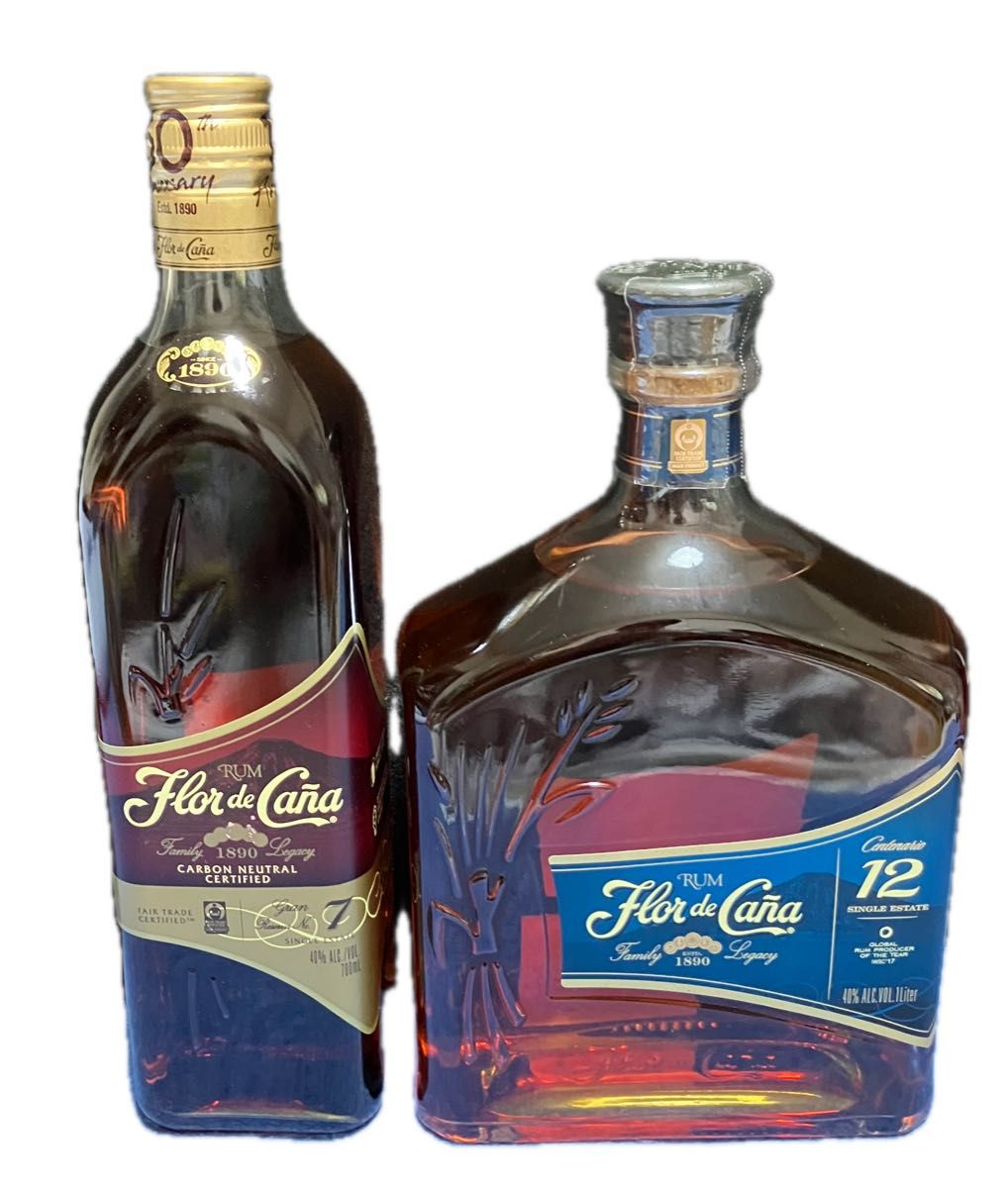 Flor de Cana 12年 7年2本セット 未開封 ラム Rum 2 Flor de Cana 12年 1000ml 7年 700ml 2本セット 未開封 ラム