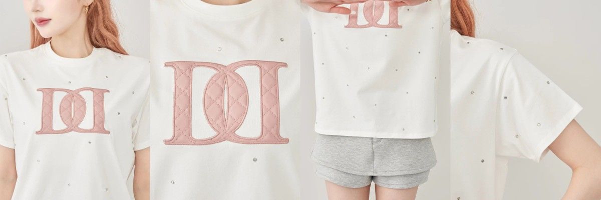 ダーリッチ キルティングアップリケビジューTシャツ ピンク ダーリッチ darich キルティングアップリケビジューTシャツ
