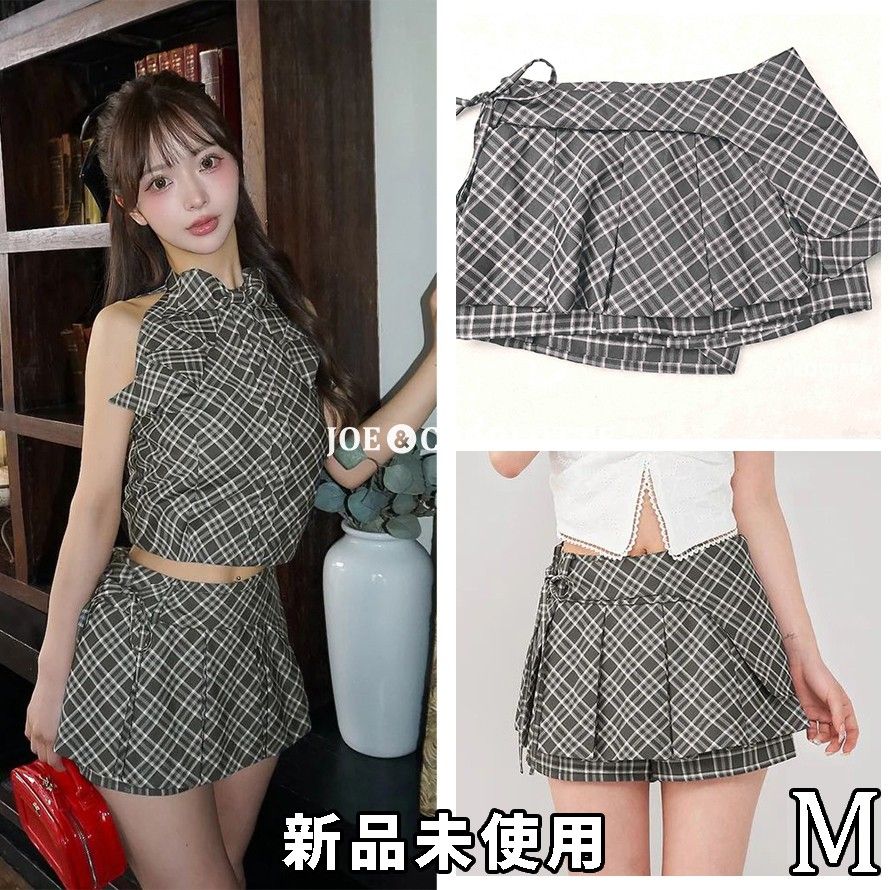 新品タグ付き ダーリッチ チェックスカートライクショートパンツ グレー M ダーリッチ darich チェックスカートライクショートパンツ